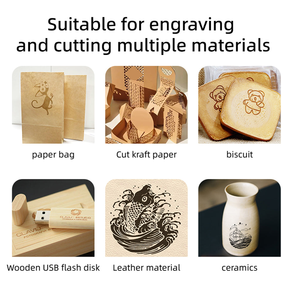 DAJA DJ7 Laser Engraver 5W  Semiconductor Laser Desktop Marking Machine with 150x150mm Work Area 0.01 Engraving Accuracy Eye Protective Shield Multifunctional Ports Suitable for Wood Leather Metal Kraft Paper Plastics Ceramics