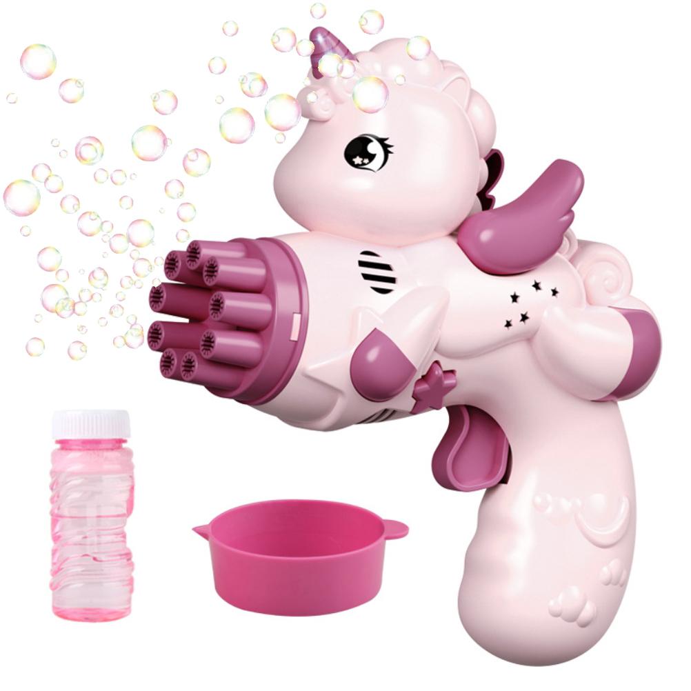 Bubble Blower Cartoon 9 Holes Automatic Bubble Machine with Light Party Favors Summer Toy Outdoor Activity Birthday Gift for Kids