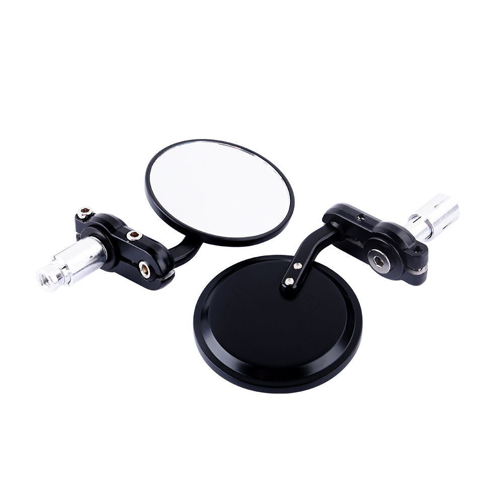 1 Pair Aluminum Round Side Mirrors Rearview 7/8in Bar End Motorcycle Motorbike