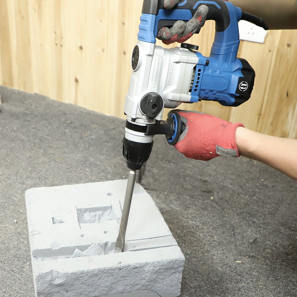 8 Amp 1000W  SDS-Plus Rotary Hammer Drill with Vibration Control and Safety Clutch,Heavy Duty Demolition Hammer for Concrete-Including 3Pcs 1-1/4 Inch  Drill Bits,Flat Chisels, Point Chisels Blue US
