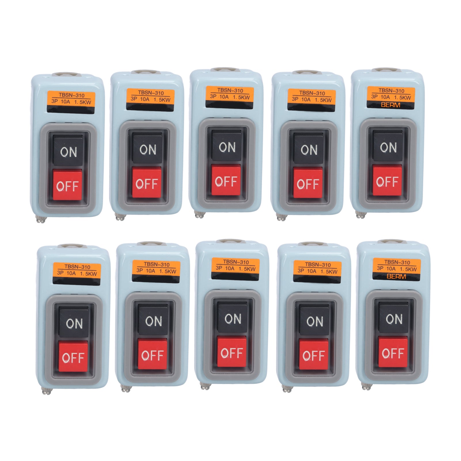 10pcs 3 Phase Motor Switch Exposed Type Brass Conductive Sheet Metal Enveloping Press Button for Automation Equipment