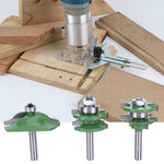 3Pcs 8-Shank Cutter Drill Set T Shape Wood Milling Cutter Adjustable Cabinet Bit Kit(3Pcs Door Panel ＋Knife )