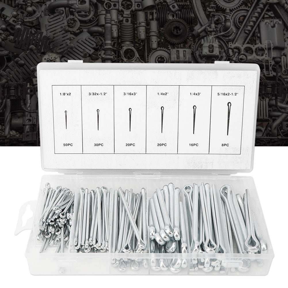 144Pcs Cotter Pin Assortment Set Kit Iron Industrial Supplies Fastener Manual Tools