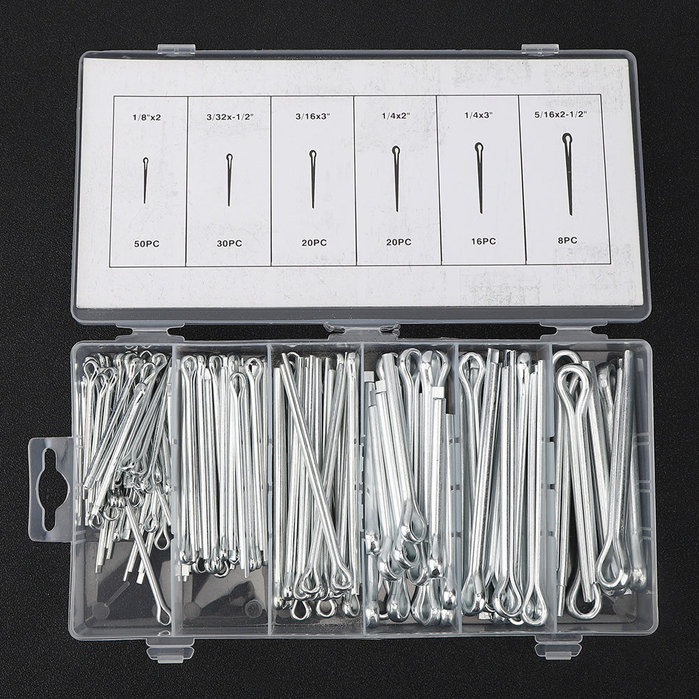 144Pcs Cotter Pin Assortment Set Kit Iron Industrial Supplies Fastener Manual Tools
