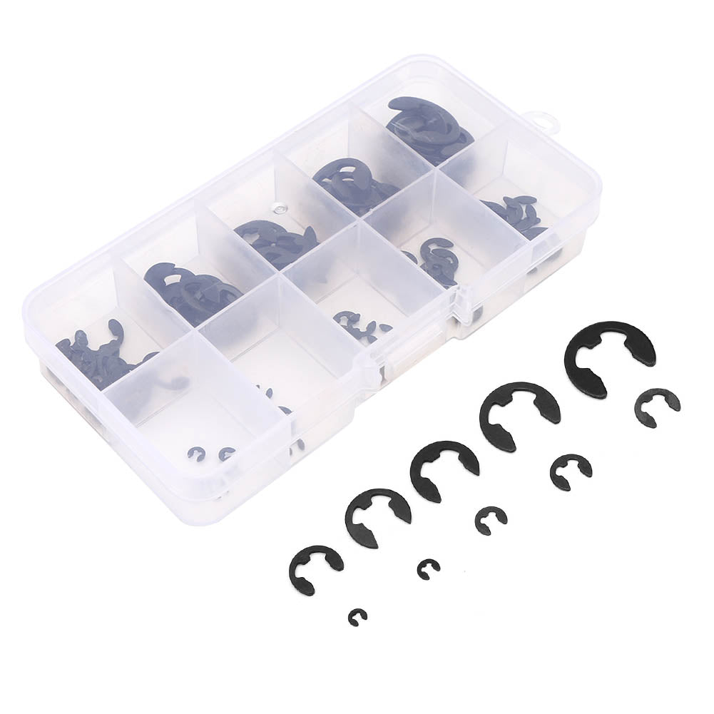 120Pcs EClip Snap Circlip Kit Open Retaining Ring Black Manganese Steel Boxed 1.510mm