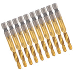 10Pcs Hex Shank Screw Tap M6‑Drill 5.0 Coated Composite Spiral Flute Tap Accessory