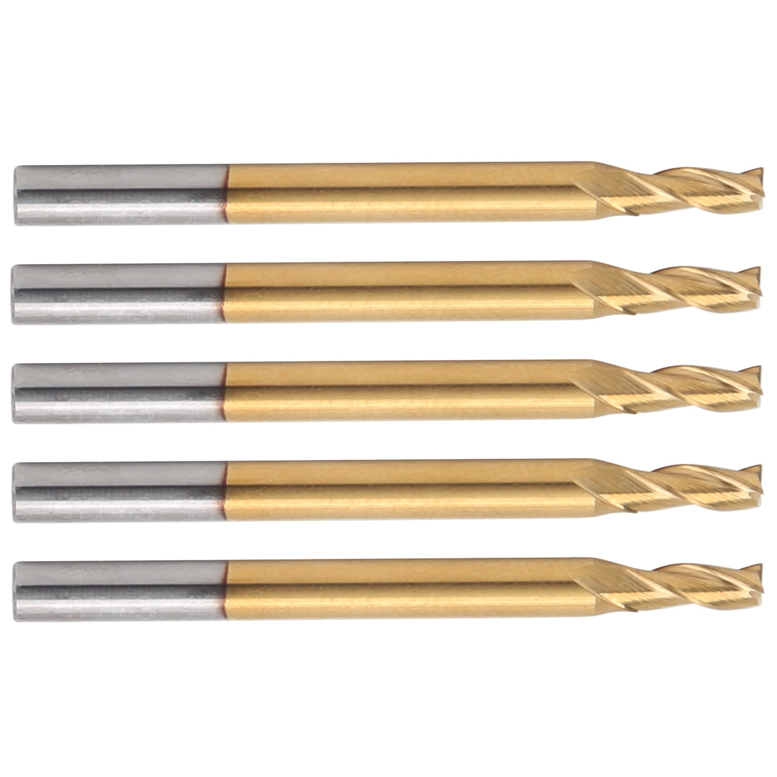 5Pcs 3‑Flute Flat End Milling Cutter Ti Plating Router Bits 3.175 x 2.5 x 6 x 40