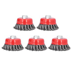 5Pcs Wire Cup Brush Wheel Twisted Knotted for Grinders Cleaning Rust Burring M14 Screw Thread