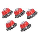5Pcs Wire Cup Brush Wheel Twisted Knotted for Grinders Cleaning Rust Burring M14 Screw Thread