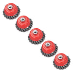 5Pcs Wire Cup Brush Wheel Twisted Knotted for Grinders Cleaning Rust Burring M14 Screw Thread