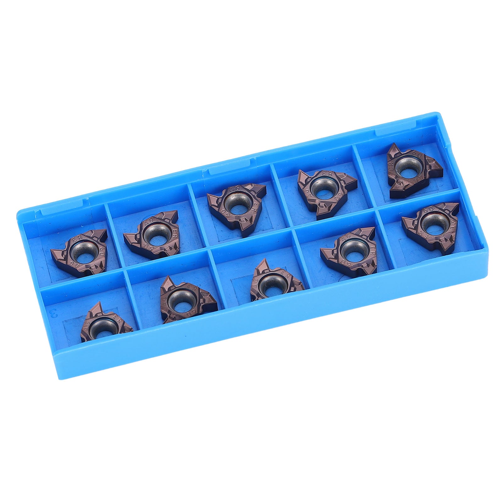 10Pcs Threading Inserts CNC Lathe Indexable Carbide Blade Turning Tool Holder 16ER AG60(EM598L)