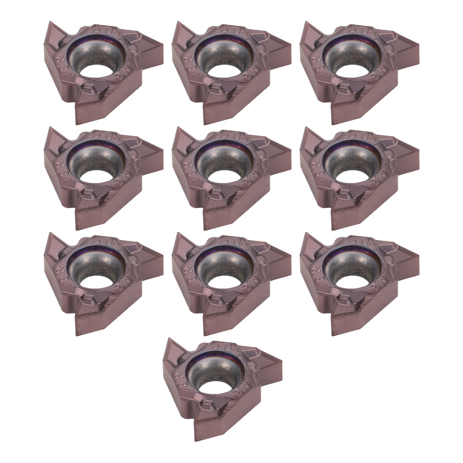10Pcs Threading Inserts CNC Lathe Indexable Carbide Blade Turning Tool Holder 16ER AG60(EM598L)