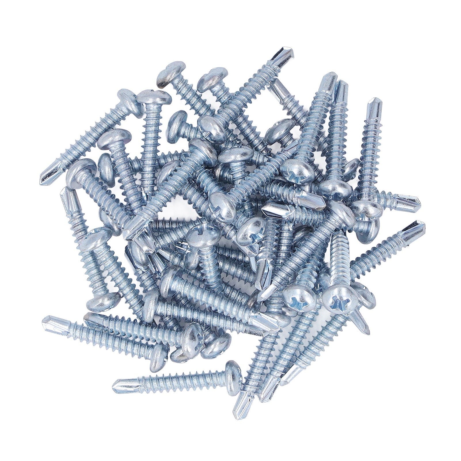 50 Pcs Round Head Self Drilling Screw 4.2x25mm Galvanized Steel Drill Screws for Furniture Repair Cross