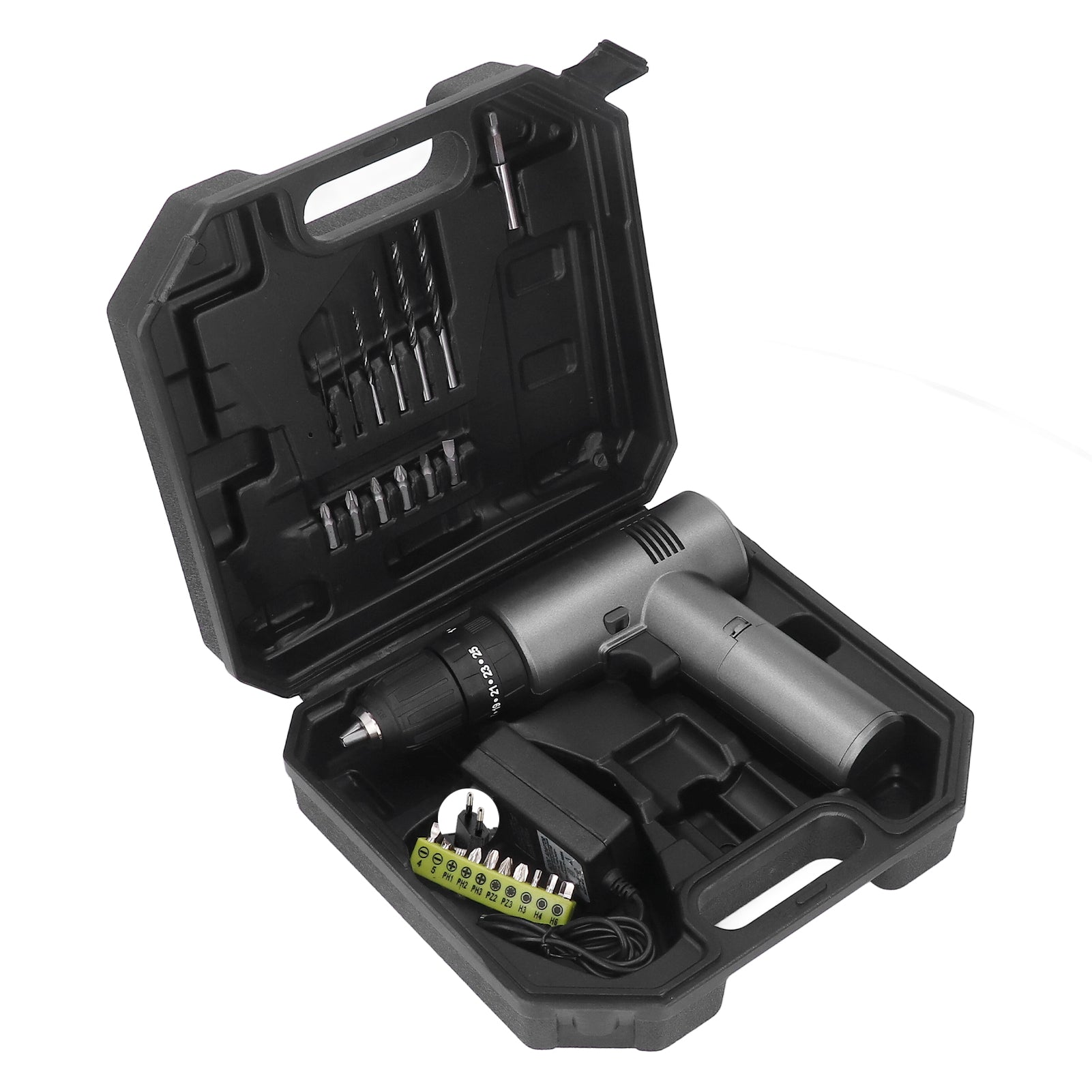 Electric Drill Cordless Brushed LED Digital Display 2 Speed High Power 30N.m Torsion AC100‑240V EU Plug