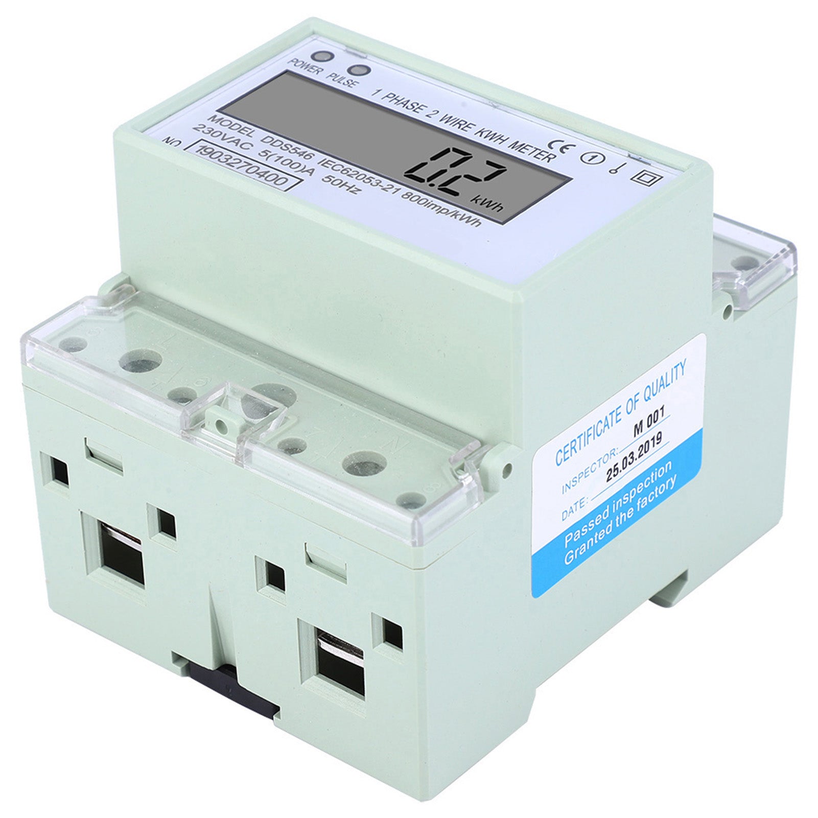 Single Phase 5-100A 230VAC Energy Meter DIN Rail Digital LCD Electric Power Consumption Meter