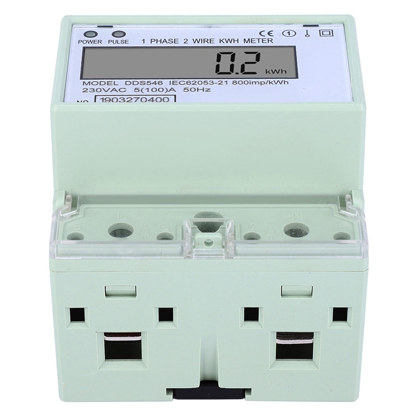 Single Phase 5-100A 230VAC Energy Meter DIN Rail Digital LCD Electric Power Consumption Meter
