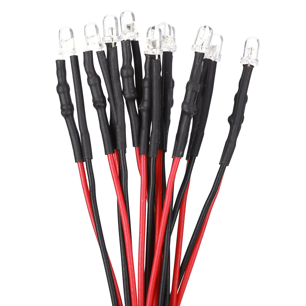 12V LED Light Emitting Diode with Wire Kit 3mm Round Head Highlight Lights Beads Purple Light