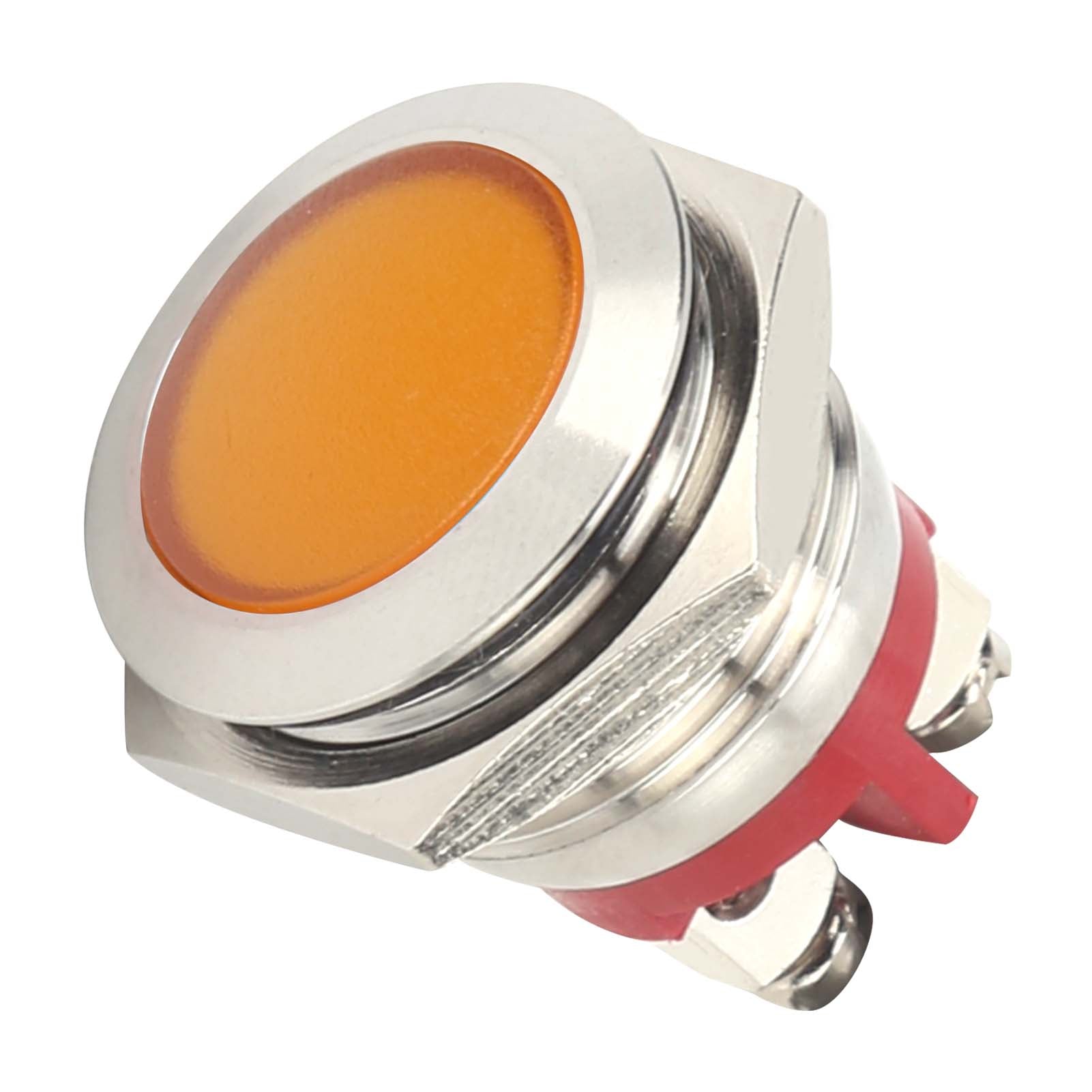 0.6in LED Indicator Bright Signal Light FlameRetardant Base IP66 Waterproof Universal(Yellow )