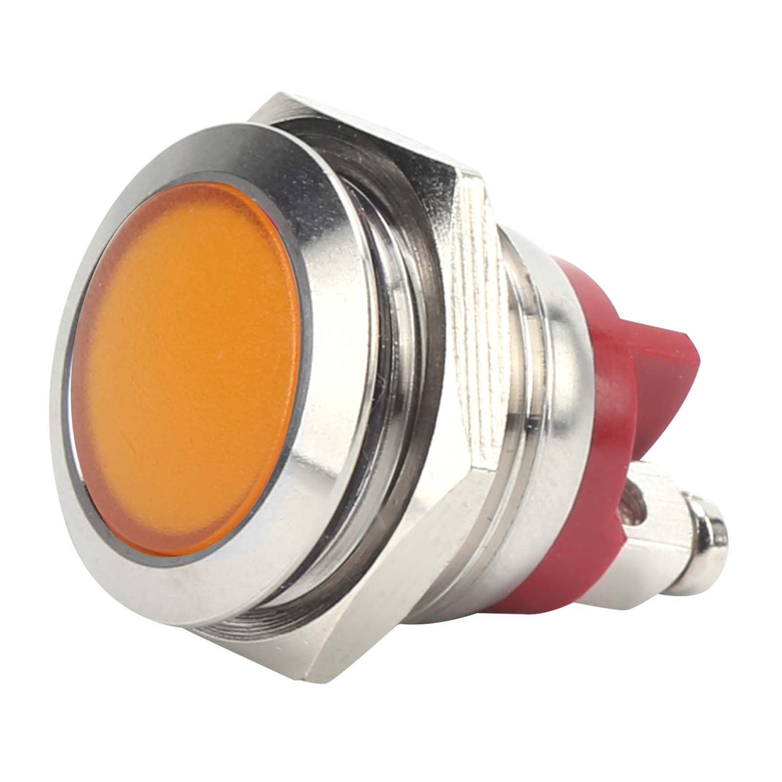 0.6in LED Indicator Bright Signal Light FlameRetardant Base IP66 Waterproof Universal(Yellow )