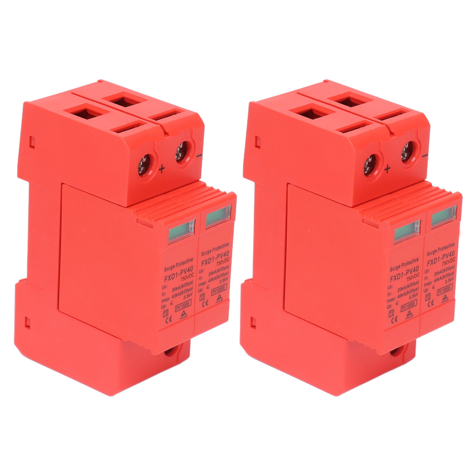 2Pcs SPD Protective Devices DC Photovoltaic Arrester 2P 40KA FXD1‑PV40
