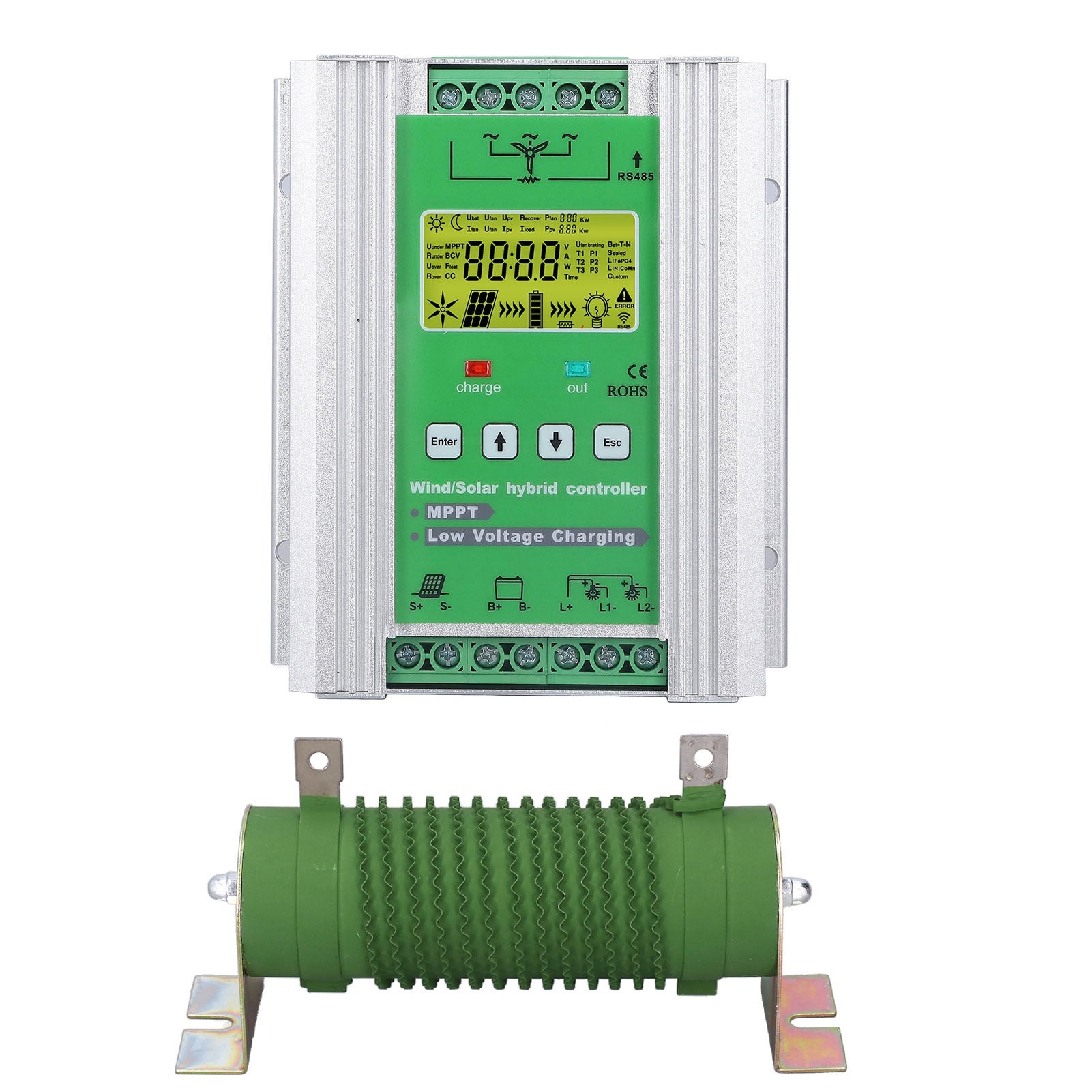 Wind Solar Hybrid Controller MPPT Boost Charge Controller for Acid Lithium Battery DC12V 24V