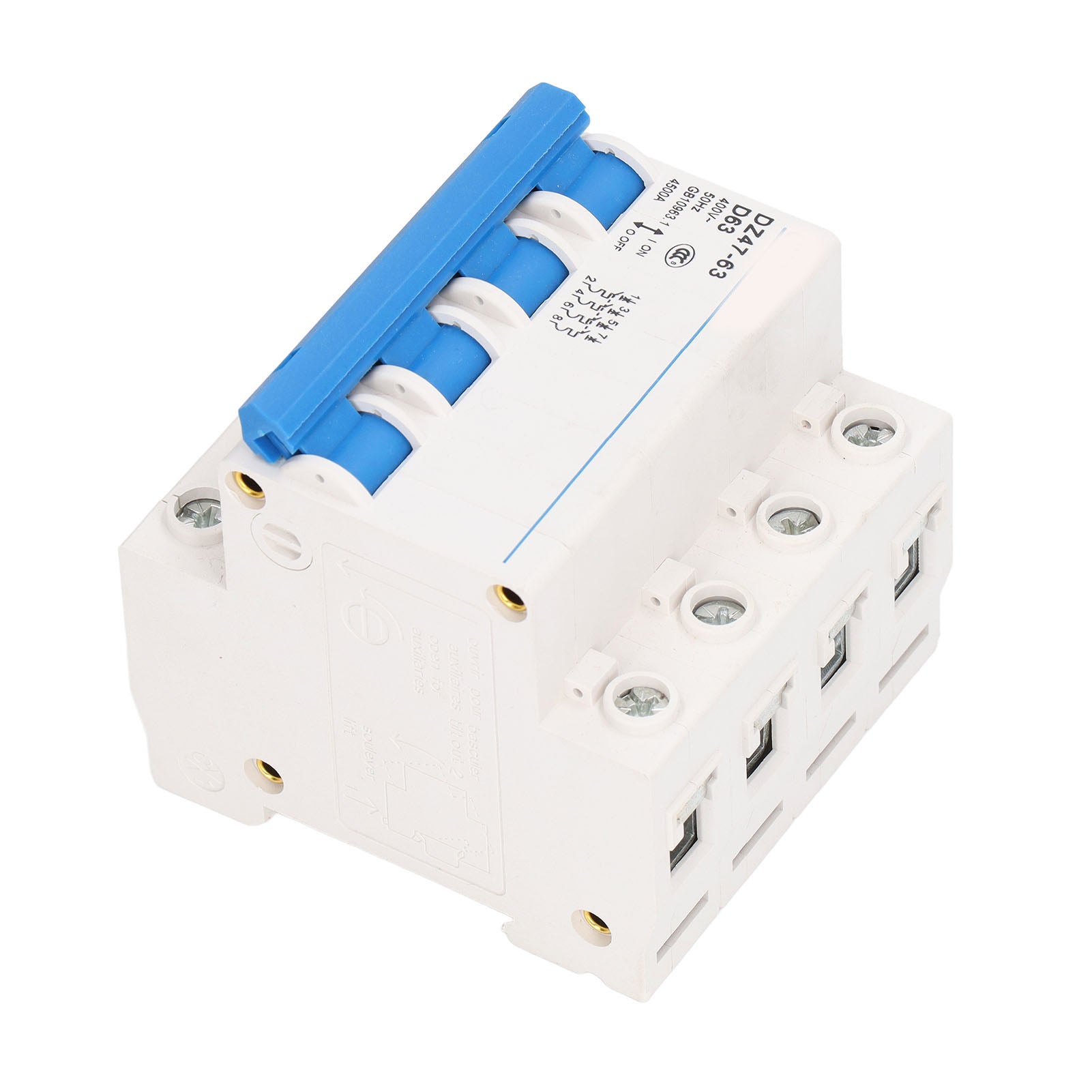 4P Miniature Circuit Breaker DIN Rail Mount Low Voltage Overload Protection Switch 400V 63A