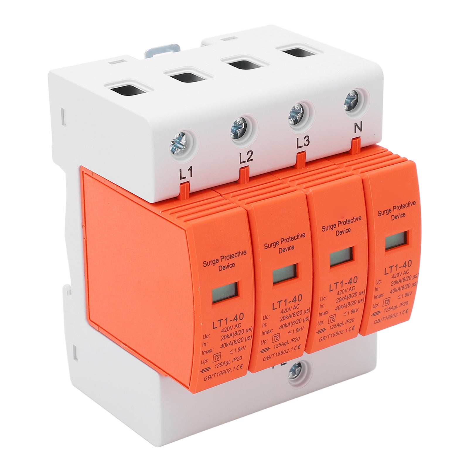 AC Surge Protector Quick Response 36mm Rail Installation 4P Surge Protective Device 20‑40KA 420V