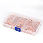 300PCS Flat Round Washers M5‑M20 Assortment Kit Copper Gasket Sealing Rings with Storage Box