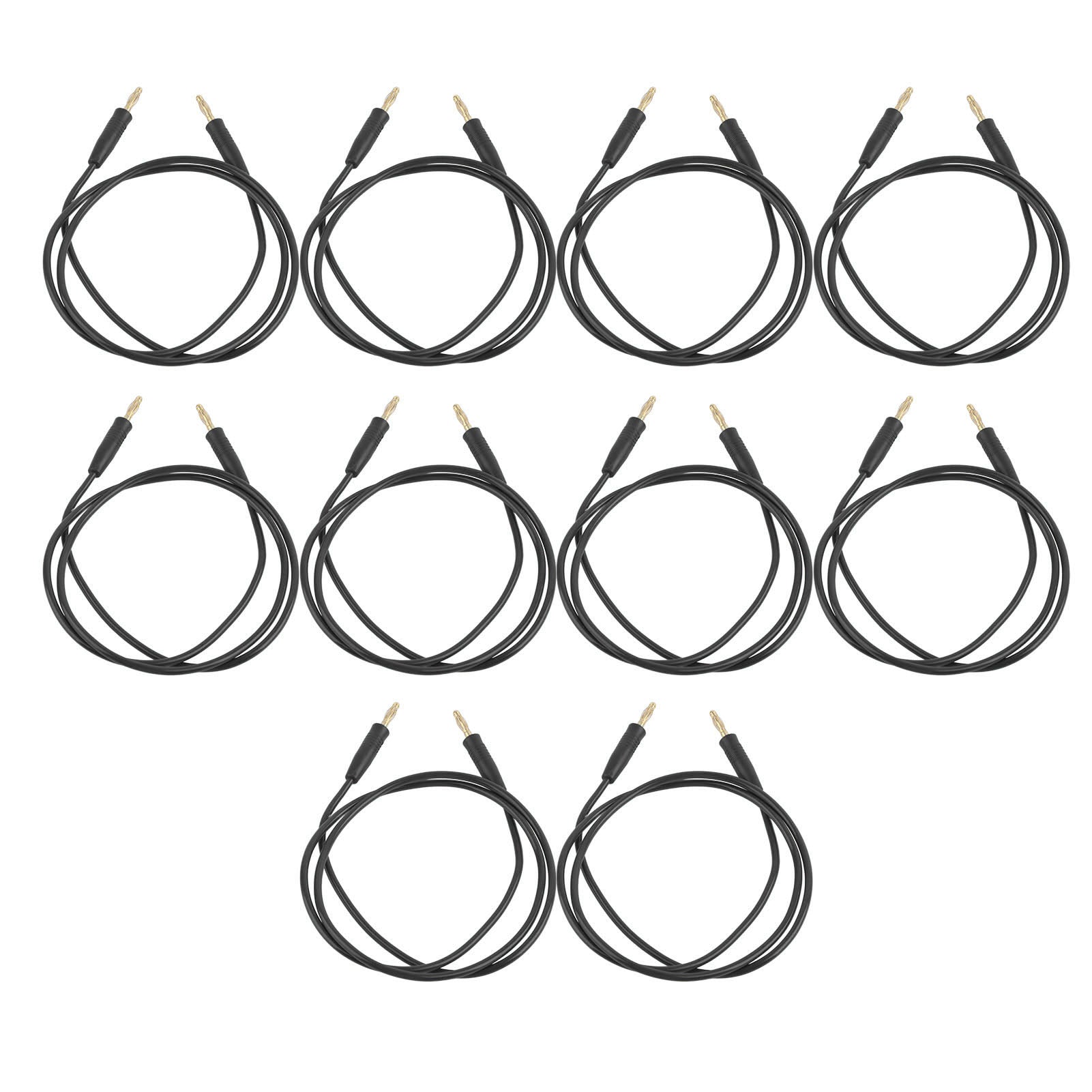 10 Set Banana Plug Test Leads Male to Male Gold Nickel Plated Brass Welding J.70003 4mm Black
