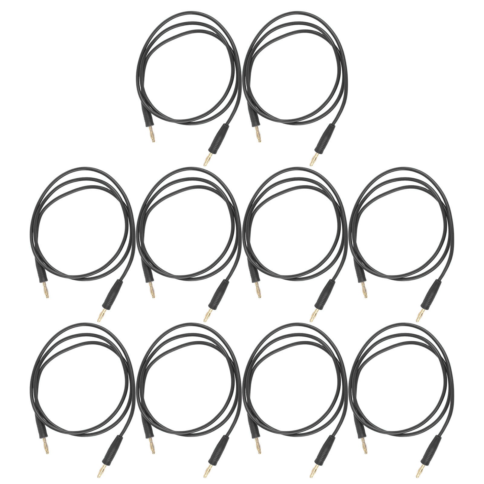 10 Set Banana Plug Test Leads Male to Male Gold Nickel Plated Brass Welding J.70003 4mm Black