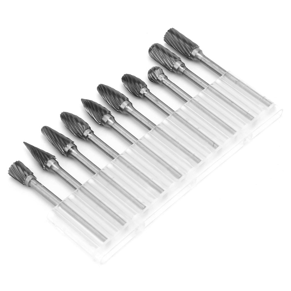 10 Pieces Tungsten Carbide Single Cut Rotary Burr SET 1/8