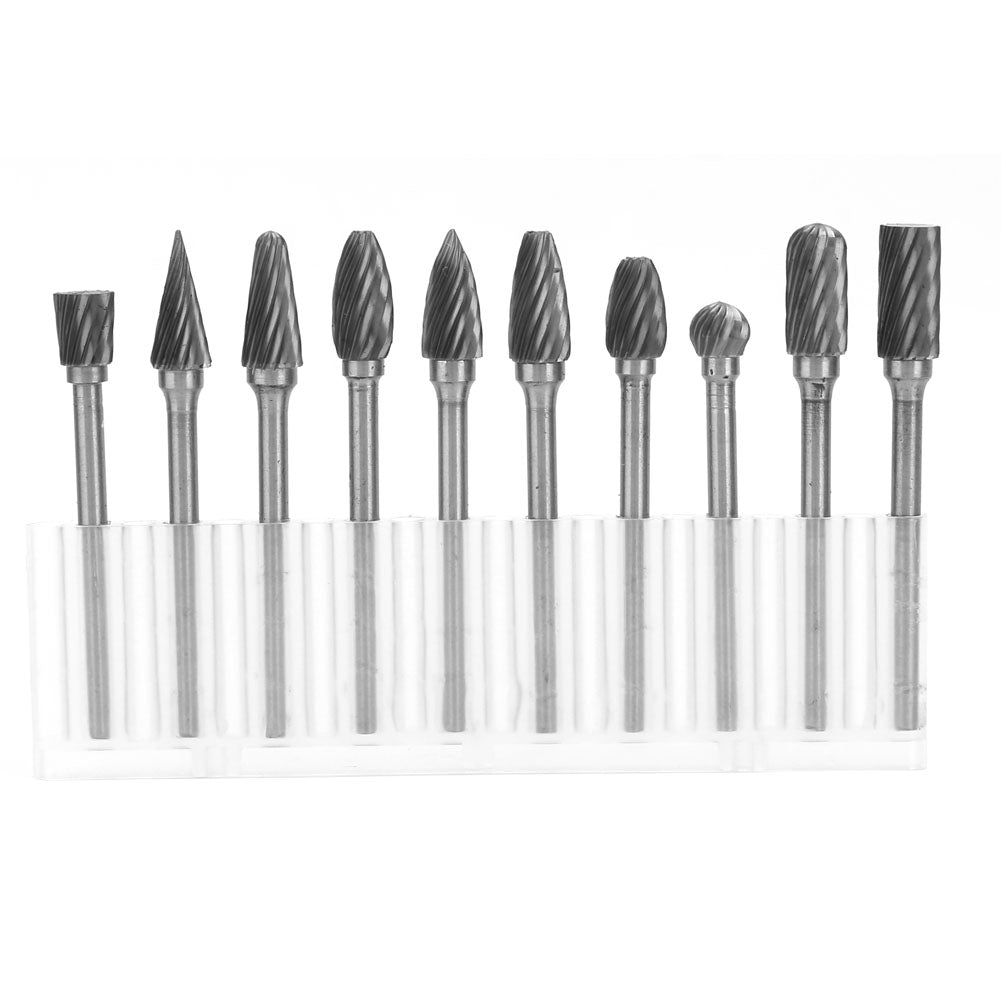 10 Pieces Tungsten Carbide Single Cut Rotary Burr SET 1/8