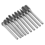 10 Pieces Tungsten Carbide Single Cut Rotary Burr SET 1/8"