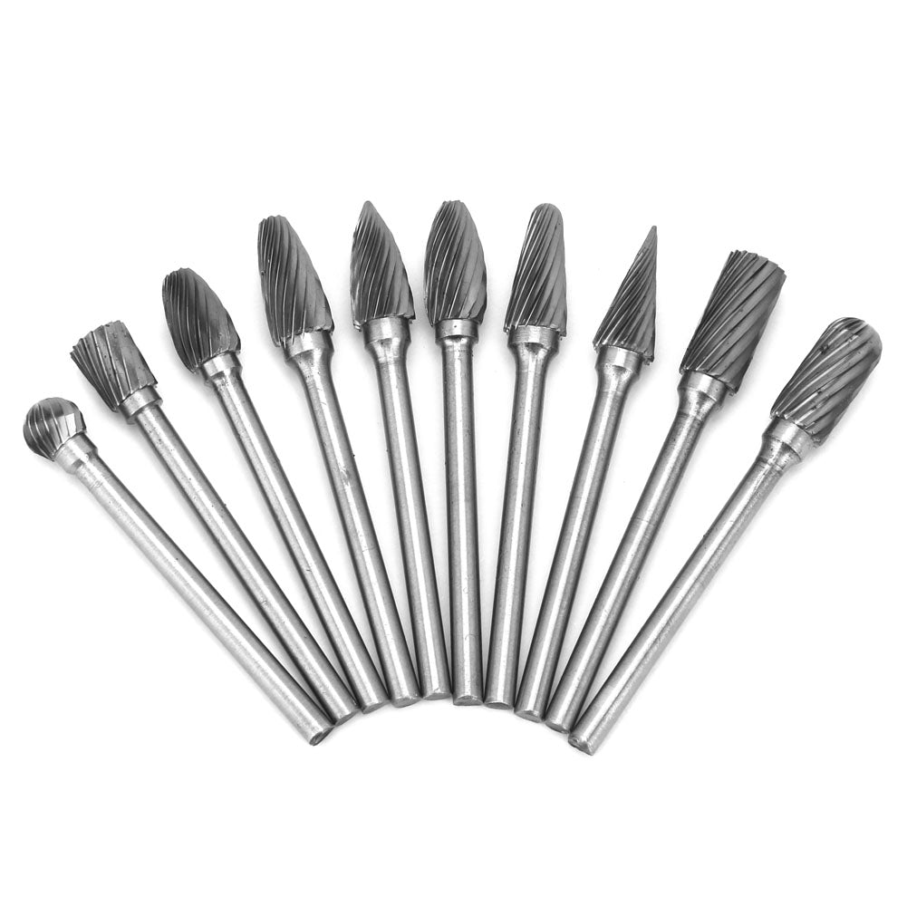 10 Pieces Tungsten Carbide Single Cut Rotary Burr SET 1/8