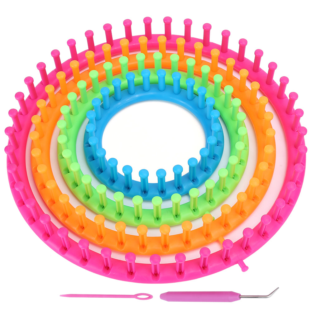 Circle Round Knitting Looms Set Craft Kit Tool with Hook Needle and Pompom Scarf Maker