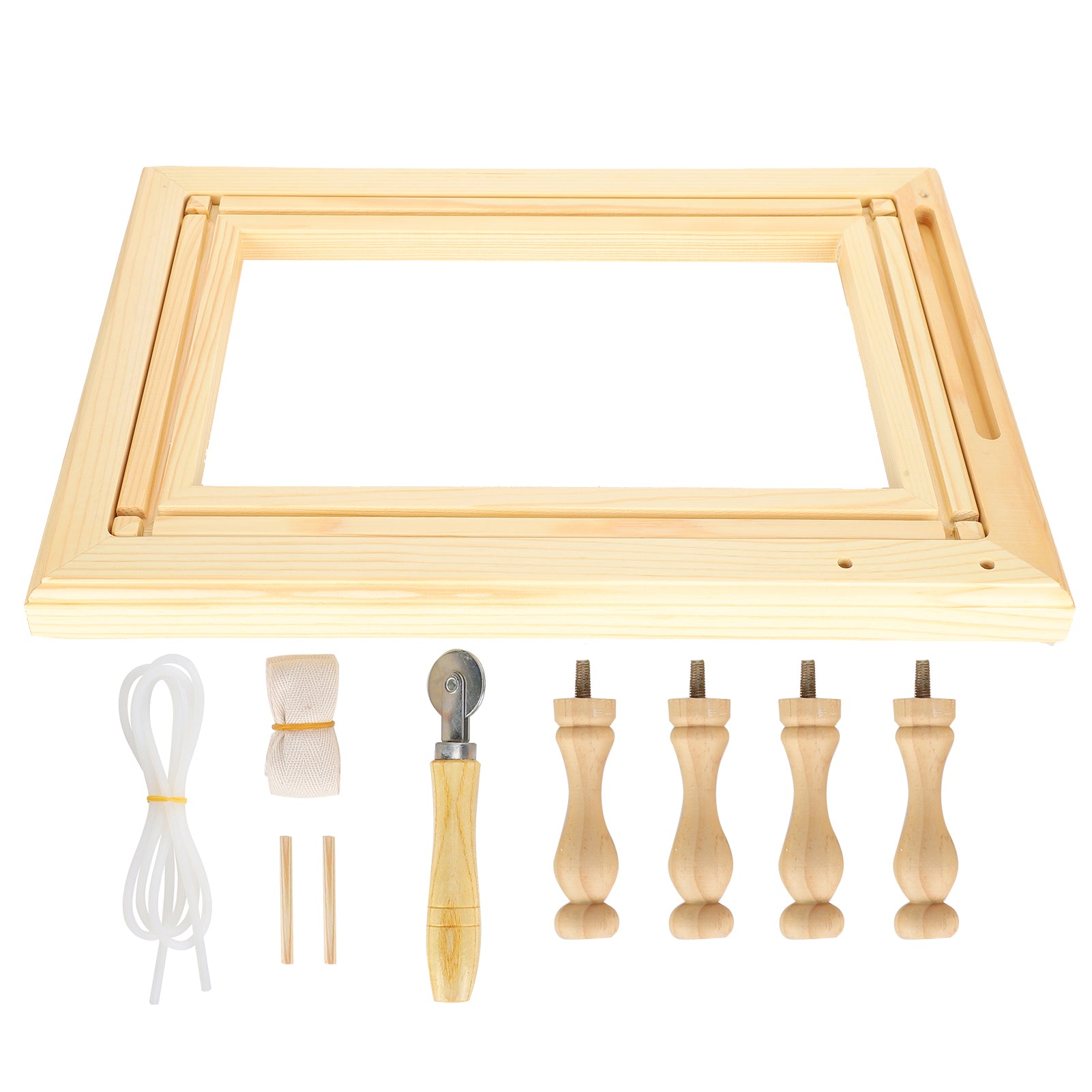 Table Embroidery Frame CrossStitch Desktop Sewing Crochet Front Back Wooden Stand S