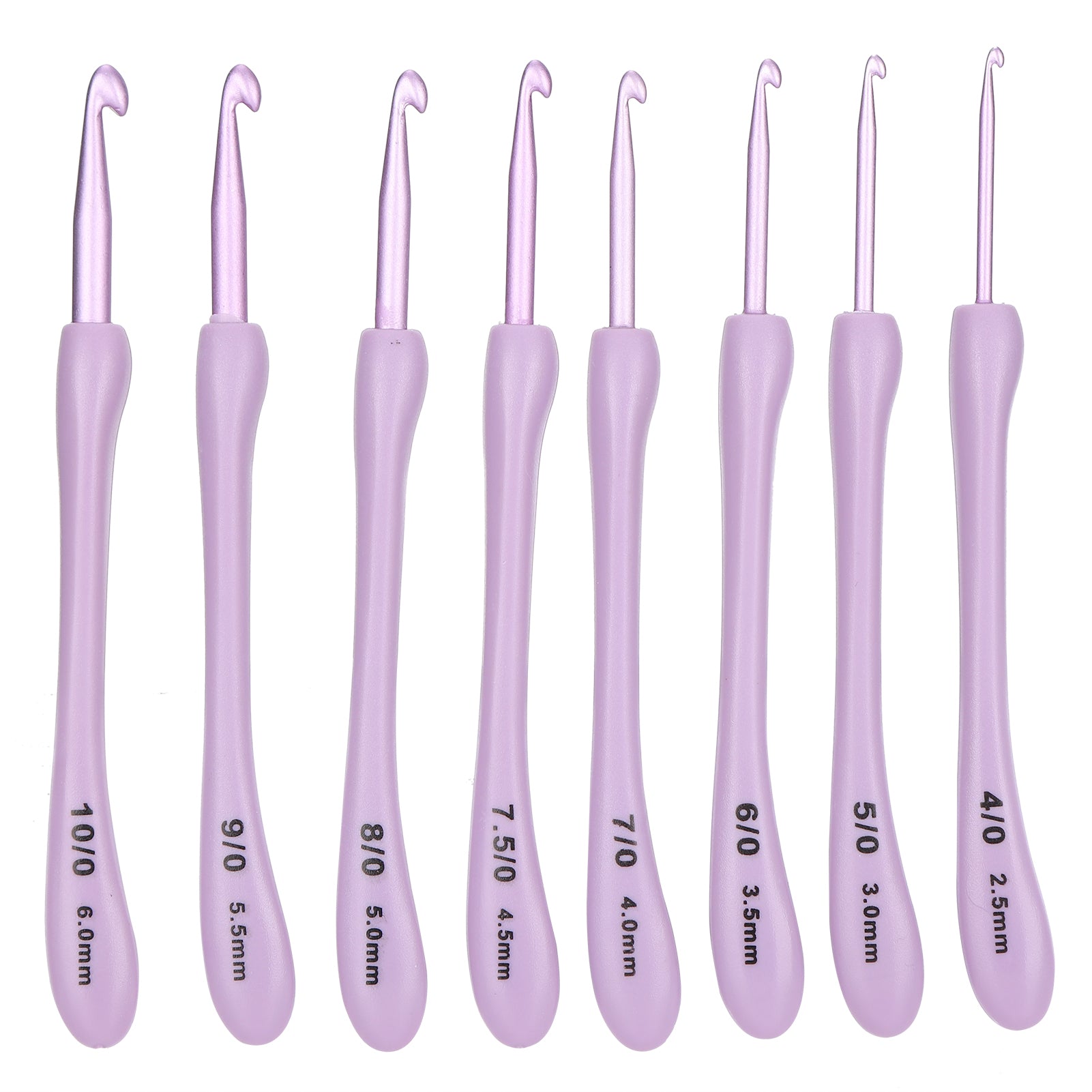 8Pcs Crochet Hook Set Alumina Needle Plastic Handle Knitting Tools Household Supplies Purple