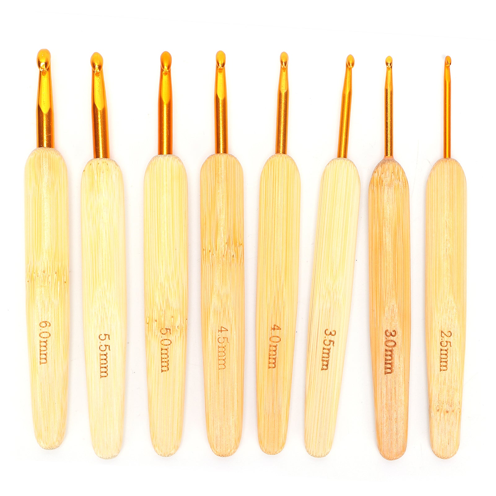 8pcs Aluminium Oxide Crochet Hook Golden Crochet Needles Set for Sweater Knitting