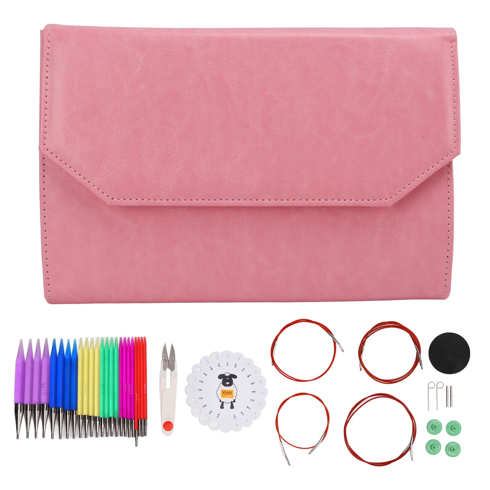 12 Pairs Knitting Kit 12 Different Sizes Comfortable Grip Glossy Polished Appearance Acrylic Material Crochet SuppliesLight Powder