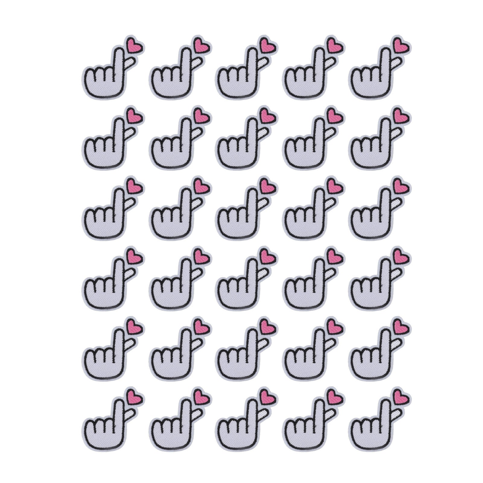 30Pcs Gesture Patches Love Heart Design Premium Cotton Strong Adhesion Iron On Patches for Skirt Bag Jean