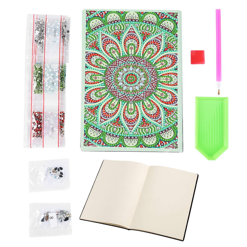 5D Diamond Painting Notebook Sketchbook 50 Pages DIY Special Shaped Mandala Flower Pattern Diamond Diary Book