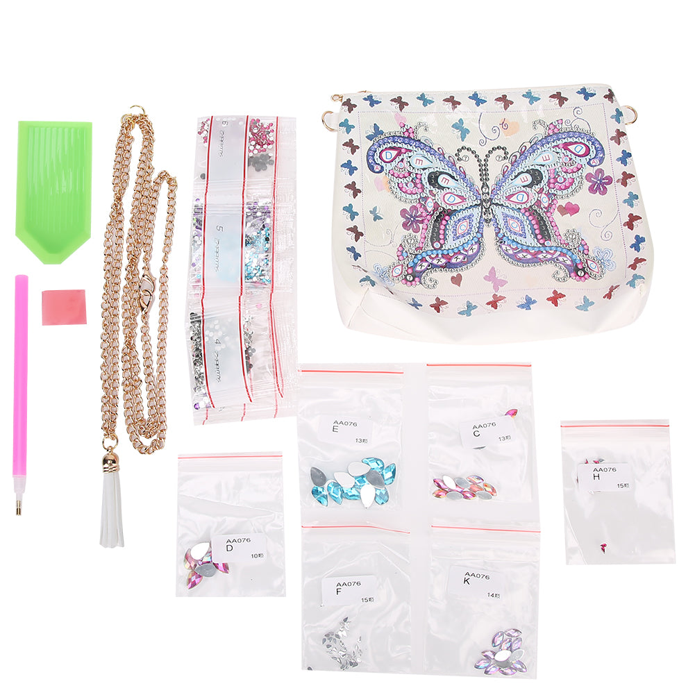 Diamond Painting Wallet White PU Leather Storage Chain Bag DIY Hand Made Craft Women Gift