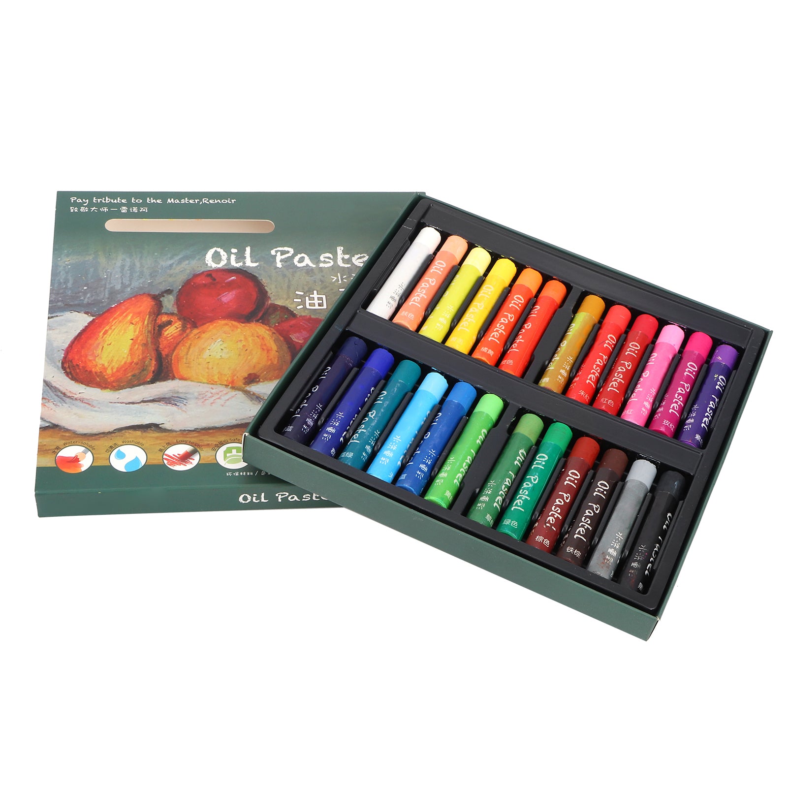 24Pcs Oil Pastel Washable HeavyColor Crayon Artist Student Graffiti Oil Painting Tool