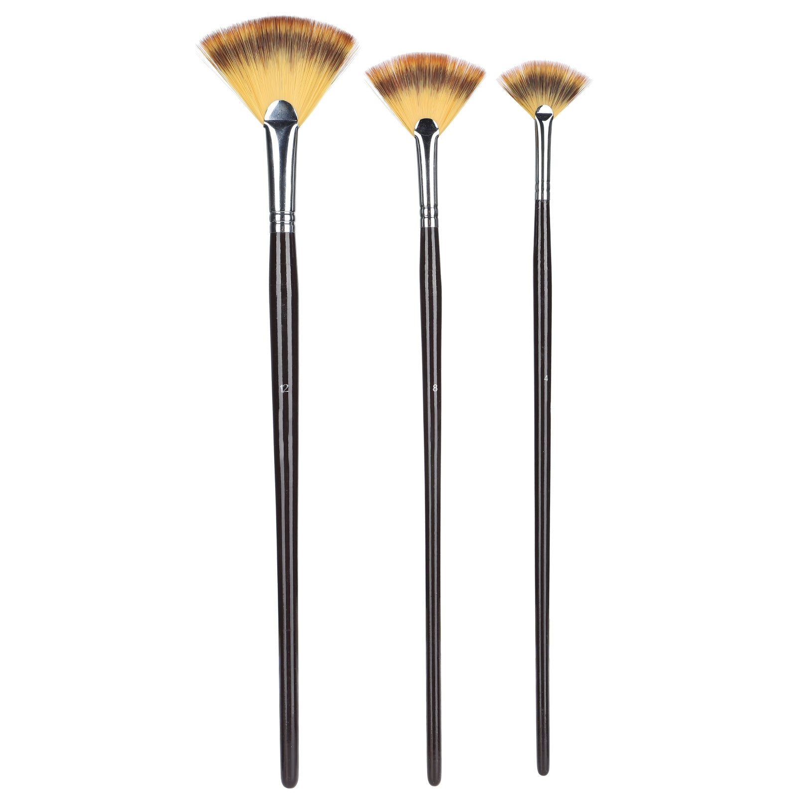 3pcs Fan Shape Painting Brushes Nylon Hair Watercolor Paint Brush Set with Wooden Handle