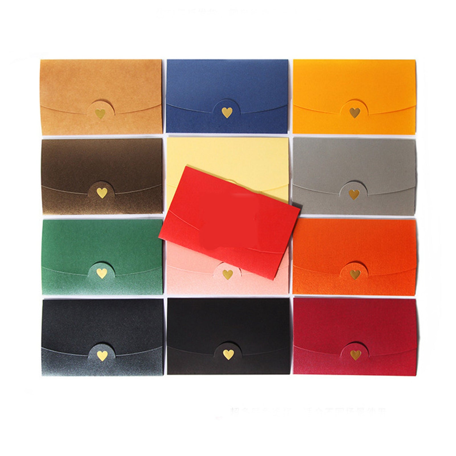25pcs Pearlescent Envelopes with Love Heart Colored Envelopes Business Envelopes for Greeting Card Color Random