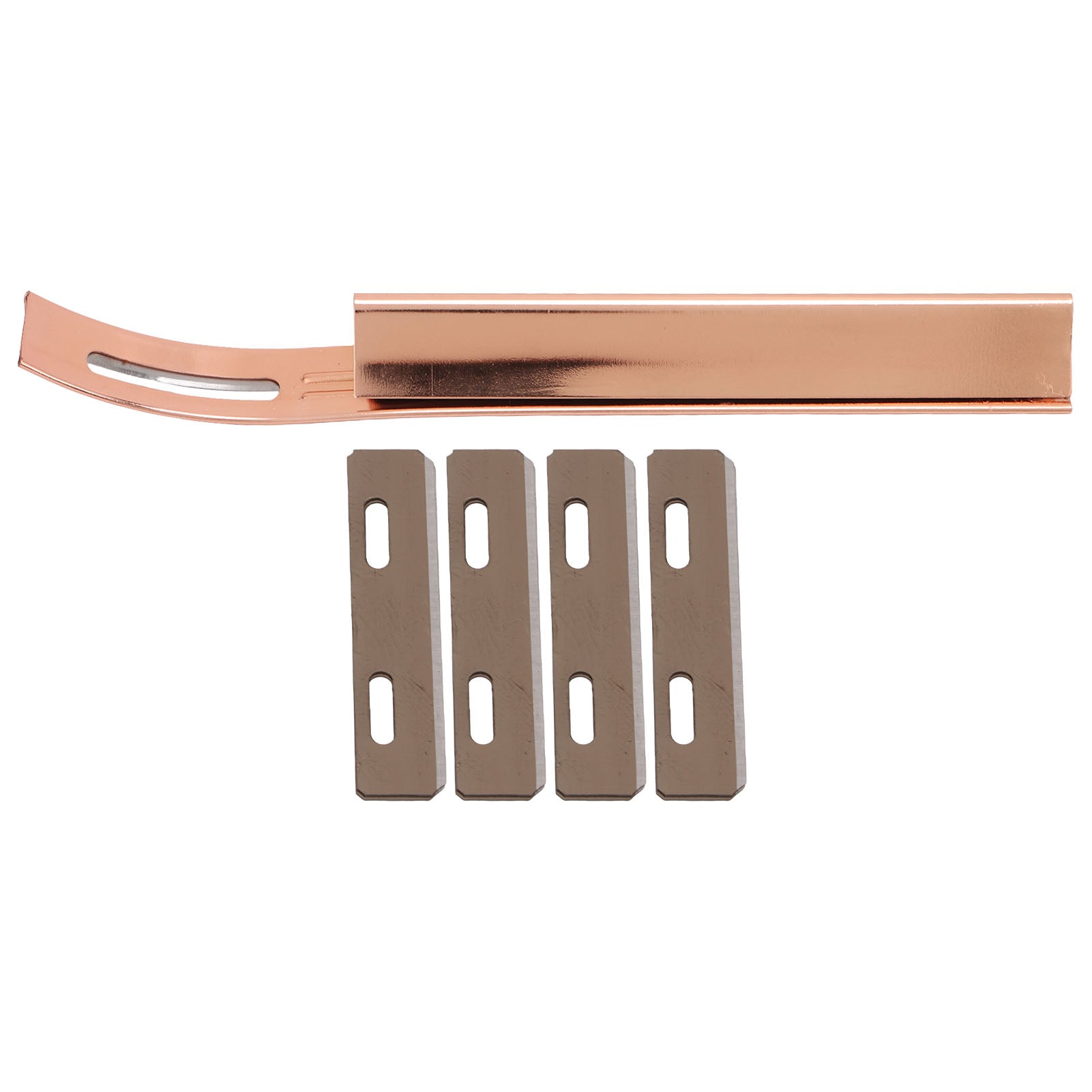 Leather Skiver with 4 Replaceable Blades Carbon Steel Leather Thinning Knife Leather Tool Peeling Knife for DIY Craft Rose Gold