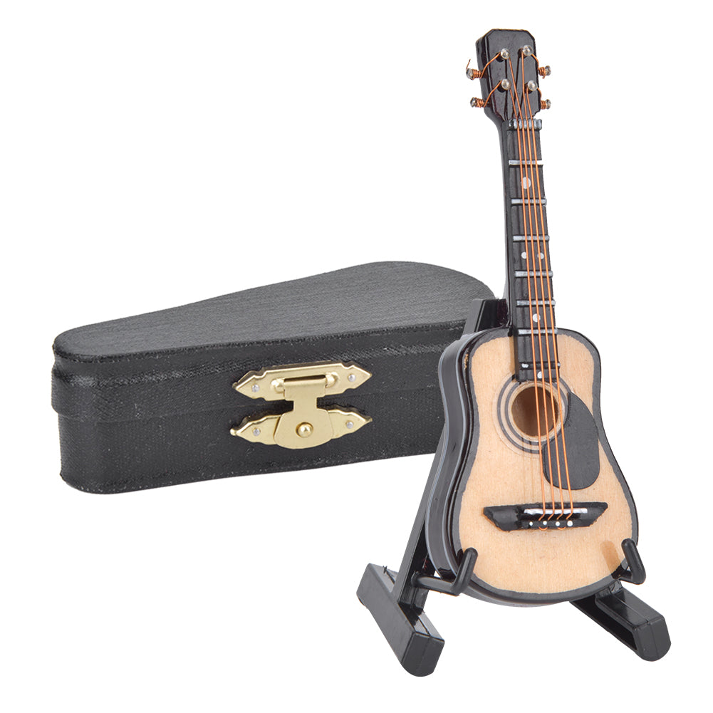 Miniature Acoustic Guitar Model Mini Wooden Guitar Decoration Musical Instrument Model8cm