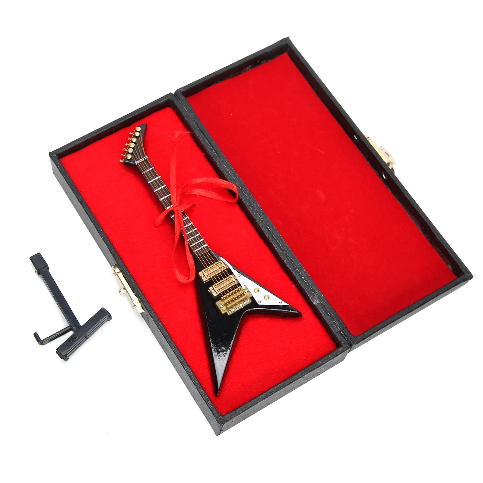 Electric Guitar Model Black Mini Musical Instruments Collection Gift Ornaments 14cm