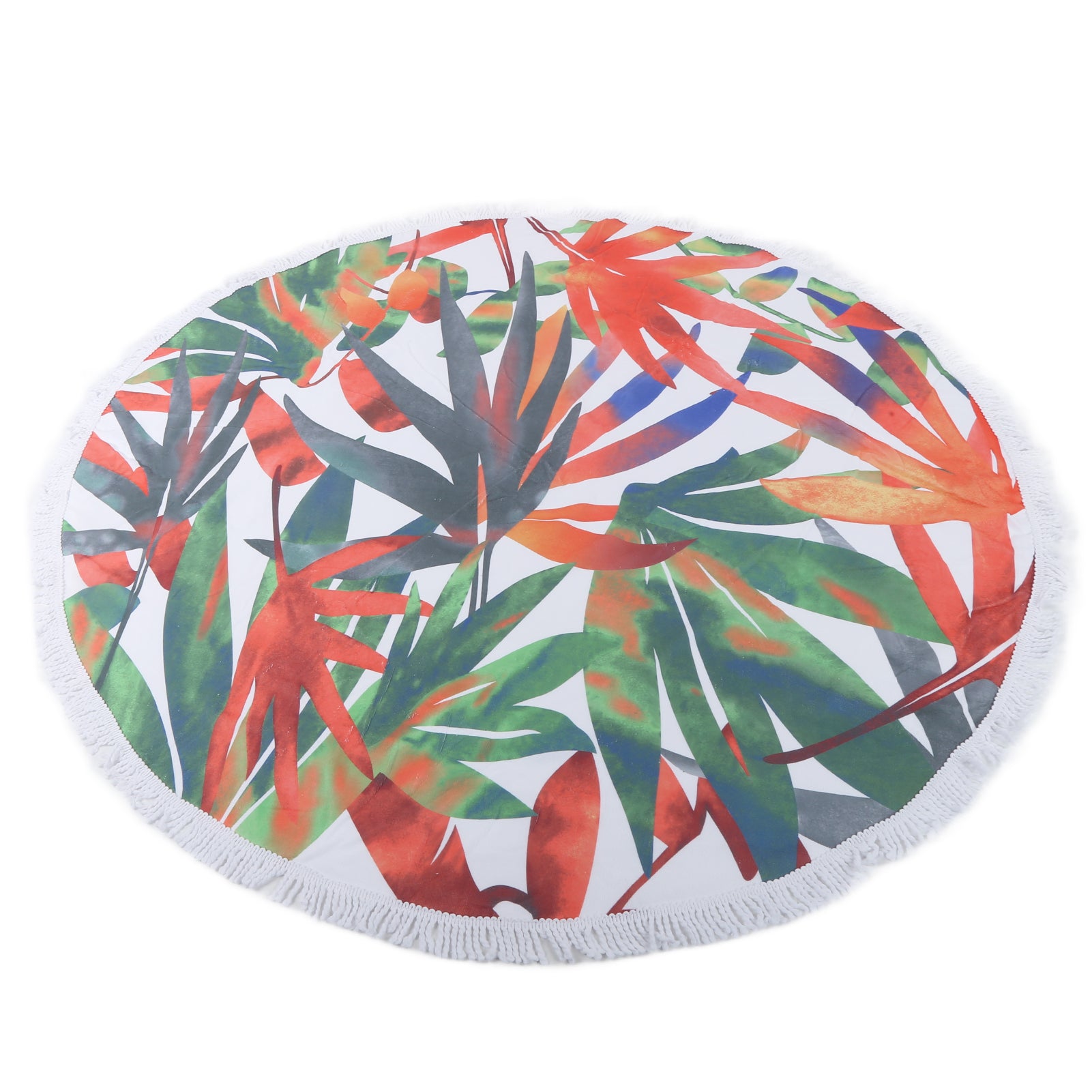 Beach Towel Colorful Large Round Animal Tassels Microfiber Elephant Tablecloth for Picnic Yoga Dormitory AdornmentPattern 1