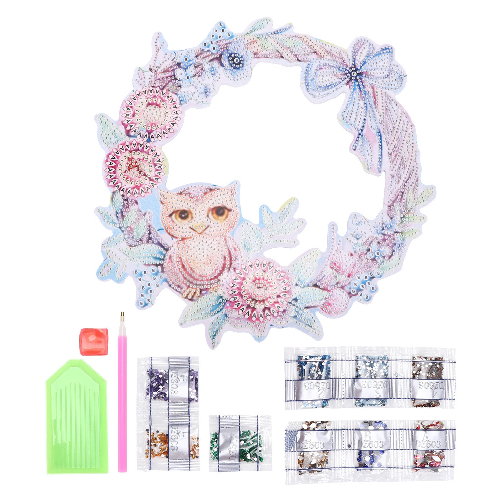 DIY Rhinestones Painting Owl Garland Pattern Crystal Embroidery Picture Decoration Kit